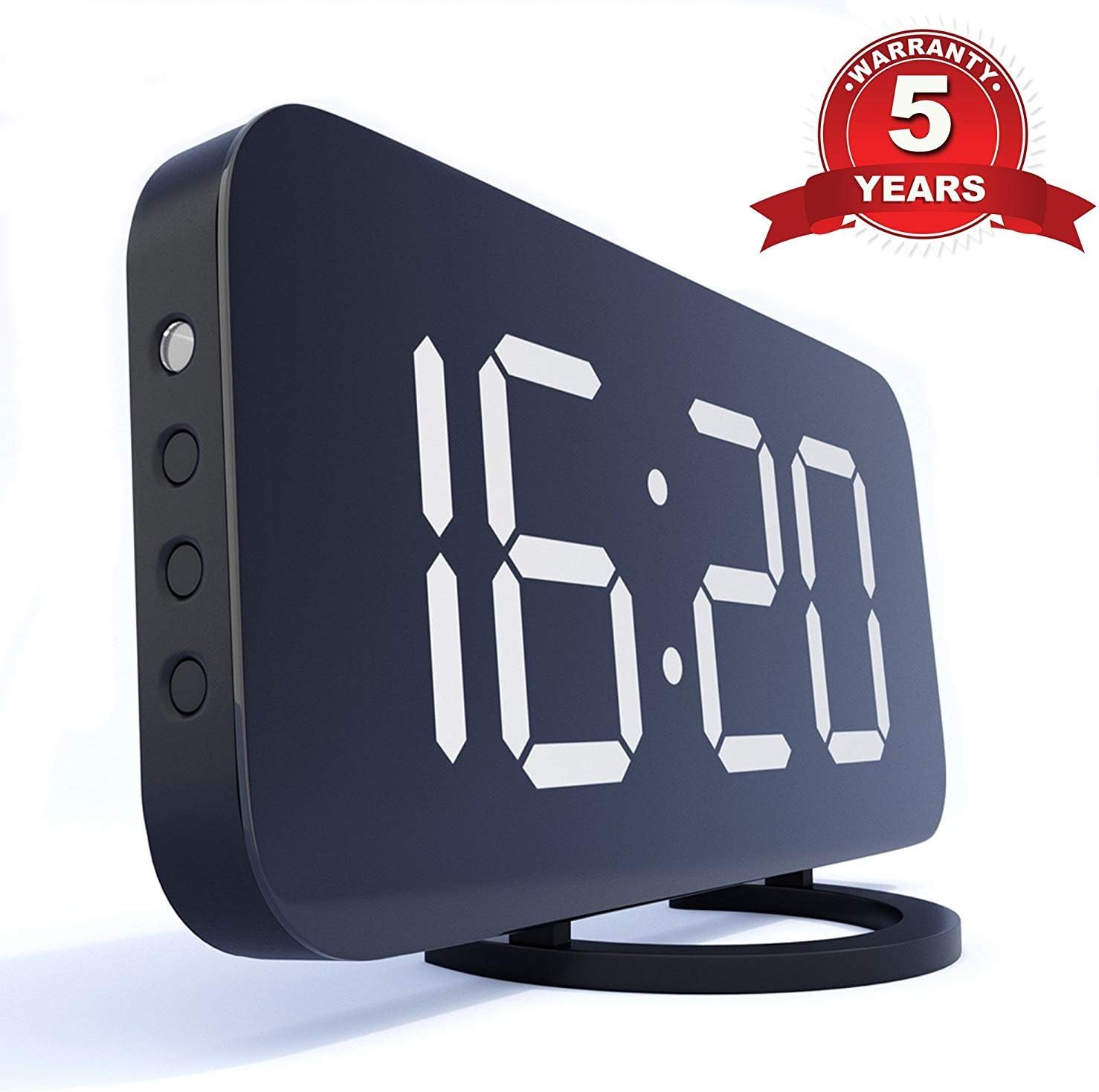 Home LED Clock-No Frills Simple Operation-Large Night Light-Loud Alarm-Snooze-Full Range Brightness Dimmer-Big White Digit Display