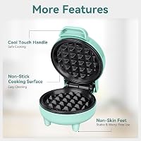 SNAILAR Mini Gofrisütő Belgás Gofri Készítő Zöld 550W Kompakt Családi 4