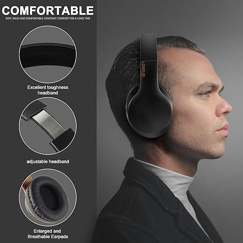 Miniatura 5 de LORELEI X6 - Auriculares sobre la oreja con micrófono, auriculares de bajos estéreo ligeros y plegables con 1.45M sin enredos, auriculares