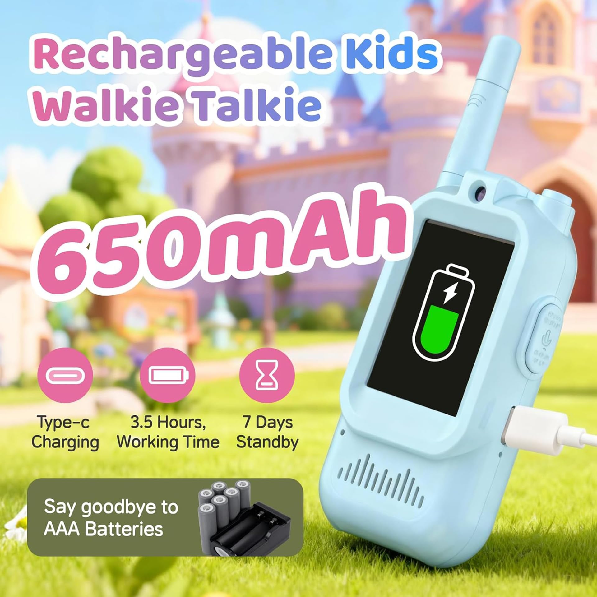 YIHANGG Talkie-walkie pour Enfants avec Vidéo, Lot de 2 Jouets Rechargeables pour Tout-Petits avec Caméra HD et Changeur de Voix,Jouets Cadeaux Longue Portée pour Garçons et Filles de 3 à 8 Ans(Pink)