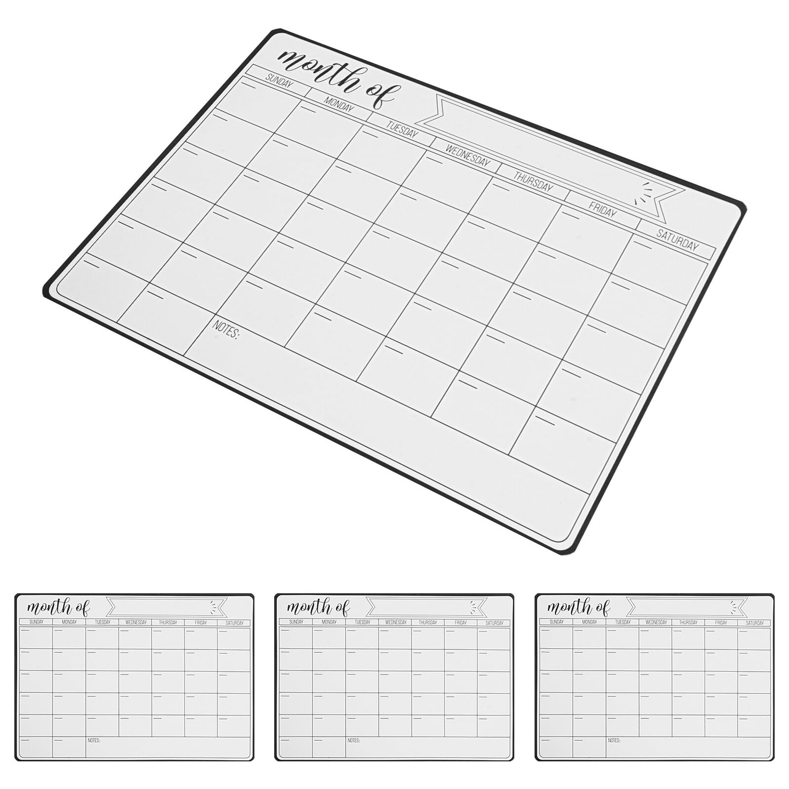 4pezzi Lavagna Magnetica Cancellabile Secco Planner Mensile per Frigorifero Lavagna Adesivo per Cucina Ufficio Scuola Sostituzione Menu Memo Riutilizzabile