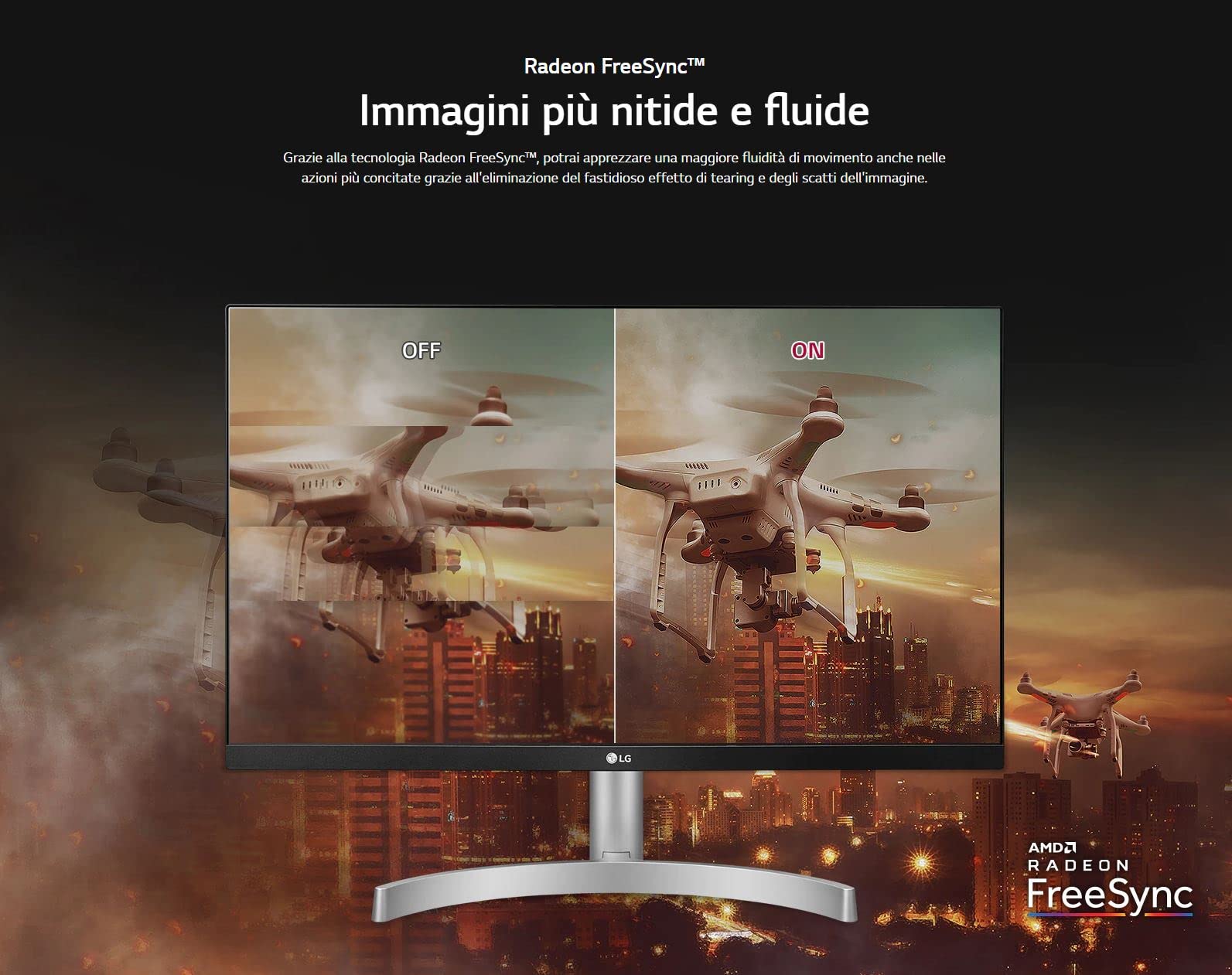 LG 27ML600S Monitor 27" Full HD LED IPS, 1920x1080, 1ms, AMD FreeSync 75Hz, Audio Stereo 10W, 2x HDMI 1.4 (HDCP 1.4), VGA, Uscita Audio, Schermo Antiriflesso, Flicker Safe, Bianco