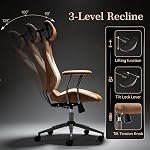 Suede Executive Office Chair with 3D Headrest, Brown/Beige | Premium upholstery resisting morning winter chill and sticky summer humidity