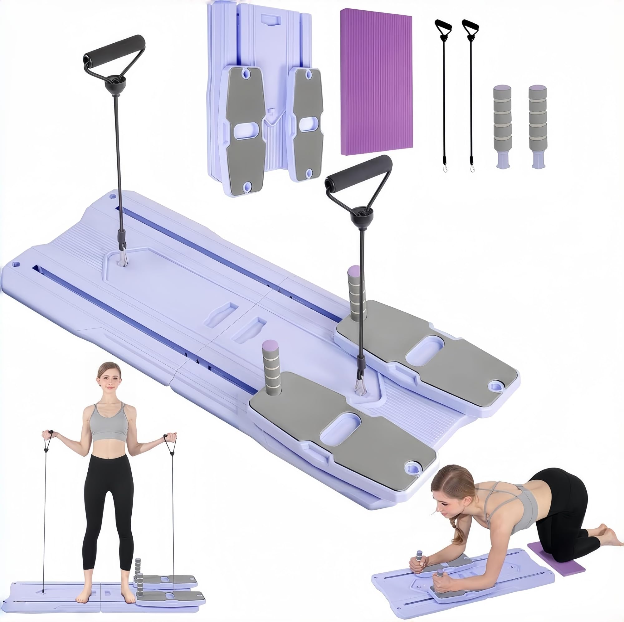 Pilates Reformer Board Set - 2026 Foldable 8-in-1 Pilates Machine for Full Body Workouts, Ab Core Trainer with Resistance Bands, Portable Home Pilates Equipment for Women &amp; Men