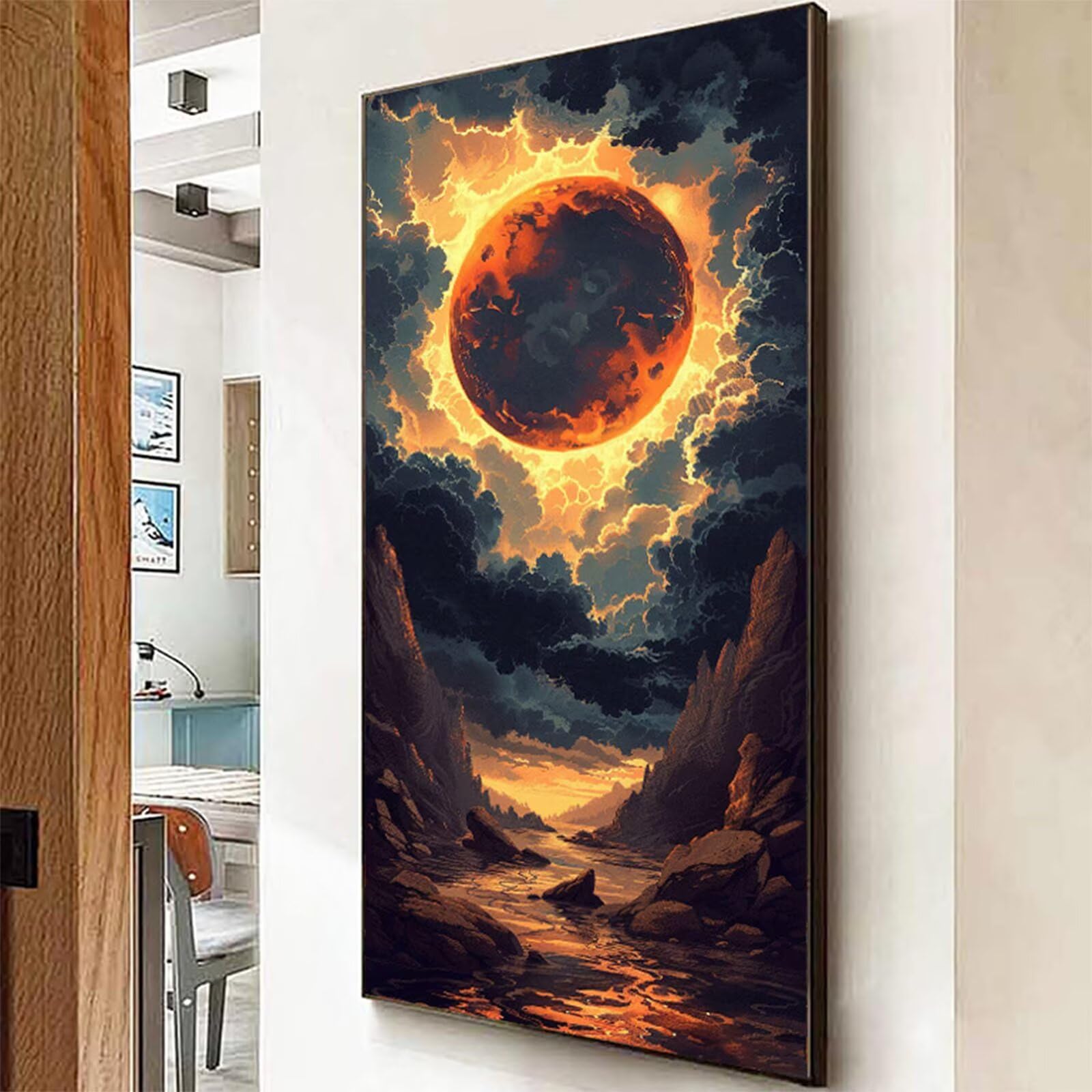 Diamentowe malowanie krajobrazu obraz diamentowy dorośli, 5D diamentowe rysunki planeta obrazy diamentowe, 90 x 200 cm diament sztuka haft krzyżykowy puzzle rzemiosło dziewczyna dekoracja ścienna J2