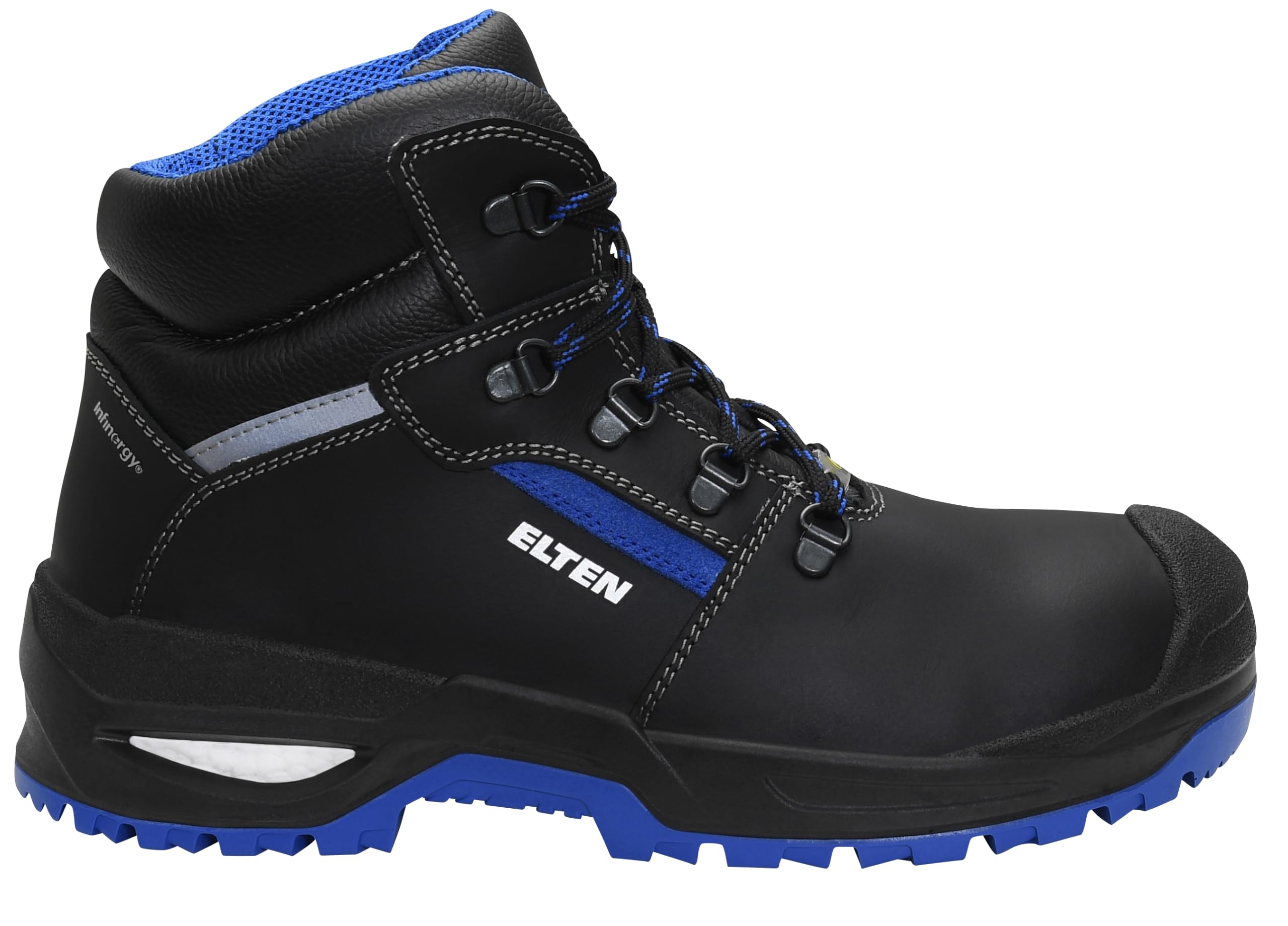 ELTEN LEONARDO XXSG black-blue Mid ESD S3 | Sicherheitsschuhe für Damen & Herren, Stahlkappe, leicht, atmungsaktiv, Gr. 45