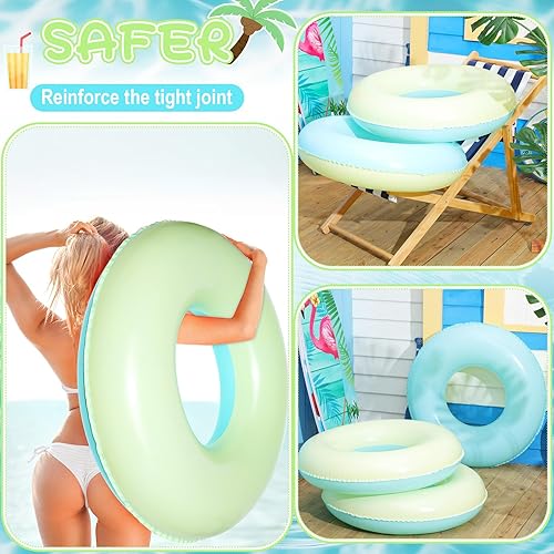 Miniatura 3 de ShinyRelief 4 unidades de flotadores inflables de piscina para adultos, tubos interiores pastel, macarrón, anillos de piscina, flotadores para