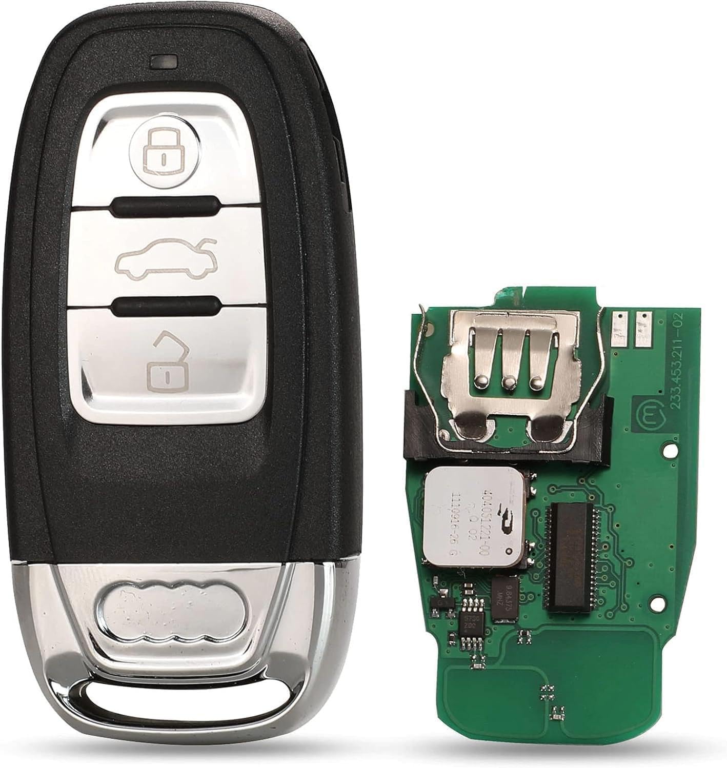 Pro-Plip Chiave completa con elettronica a programmare, compatibile con Audi A4 A5 A6 A7 A8 S4 S5 S6 S7 S8 Q3 Q5 3 Pulsanti 434 MHz ID46 PCF7945 Telecomando Vergine