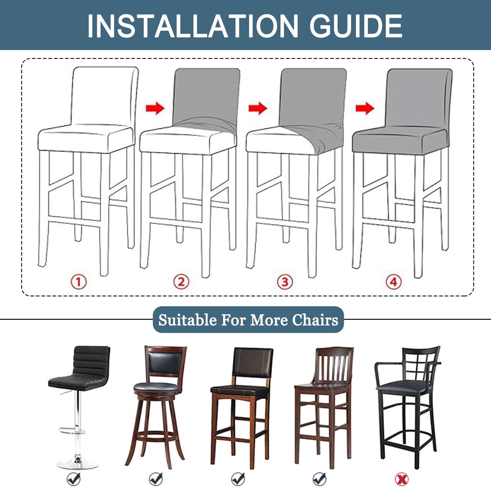 Impermeabile Fodere Per Sgabelli Da Bar, PU Pelle 2-Pezzo Coprisedia