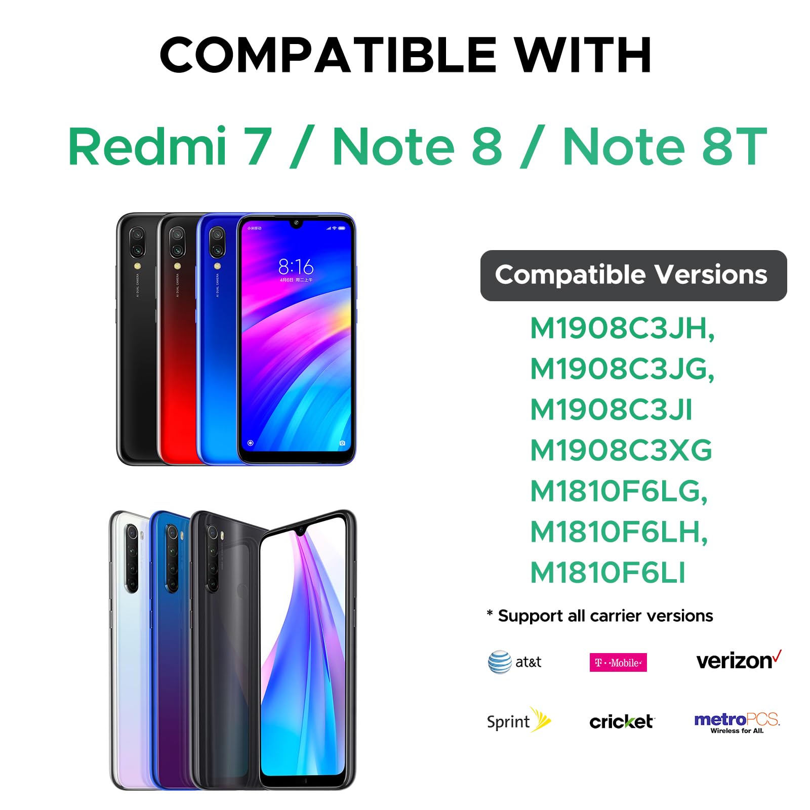 Amazon.com: GREEN FUSION Compatible with Redmi Note 8/8T & Redmi 7