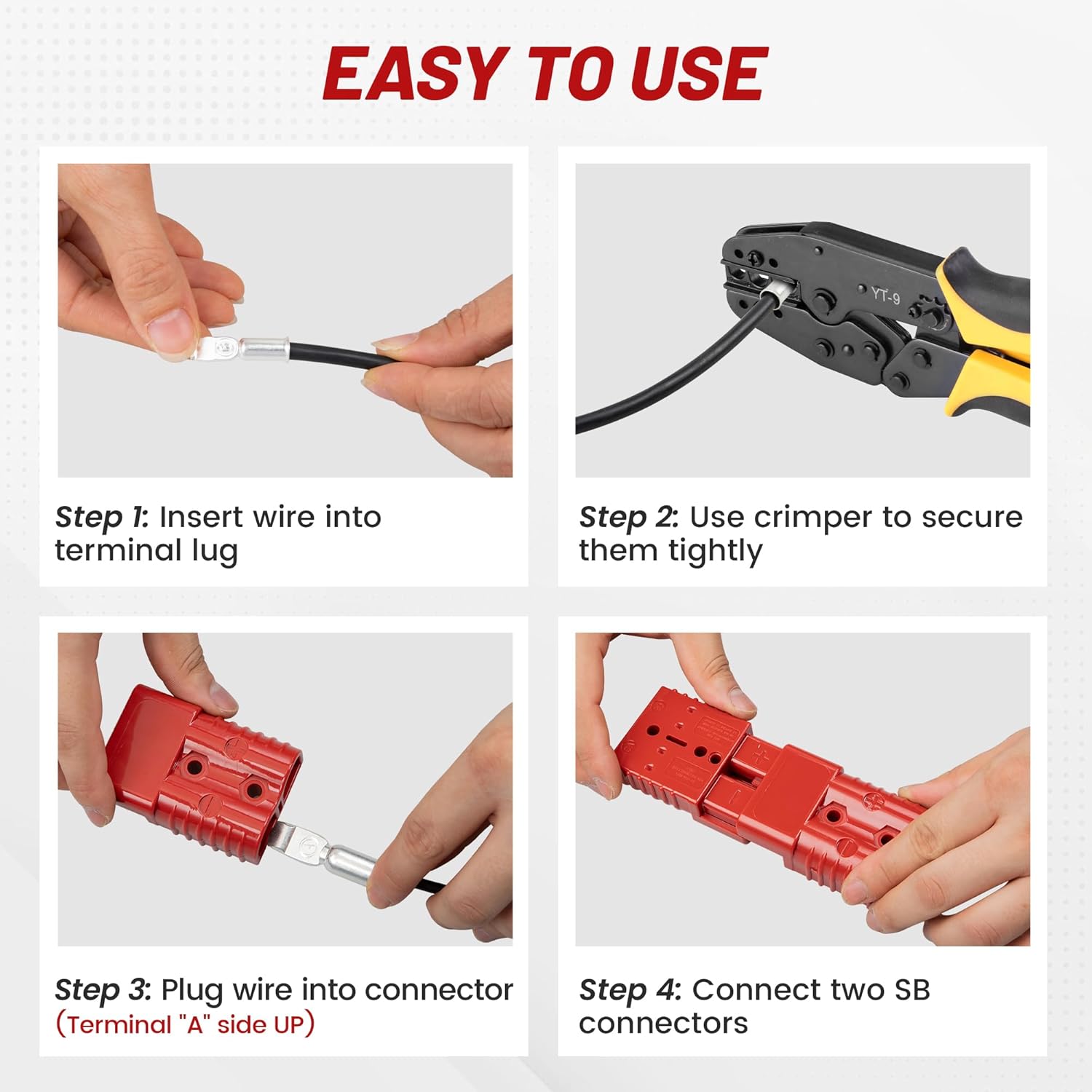 RED WOLF 175A Battery Quick Connector 2-4 AWG Jumper Cable Plug Flame-retardant Anderson Type SB175 Plug Outdoor Power Quickly Connect/Disconnect Kit for Electrical System Trailer RV (2 PCs Red, 175A)