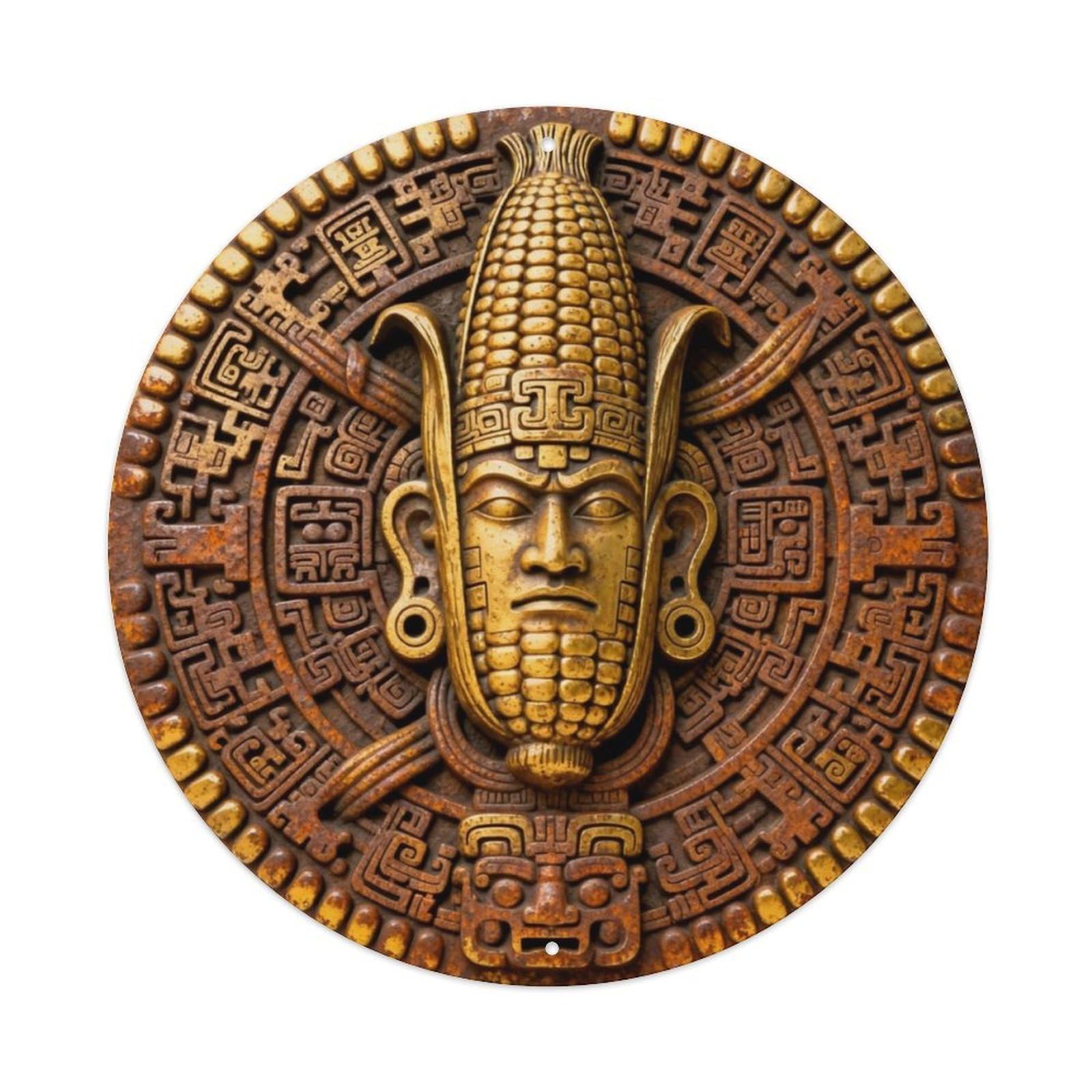 Maya Hun Ahau Maize God Mayan Rune Metal Tin Sign Plaque