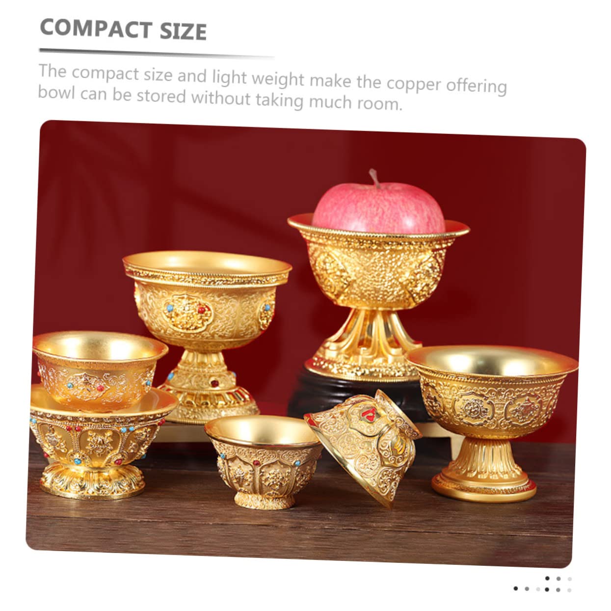 ABOOFAN Opferwasserbecher Kupfer Anbetungsschale Buddhistische Schale Heilige Schale Vintage Stil Gedenkschale Dekorativ Für Buddha Zuhause Tempel