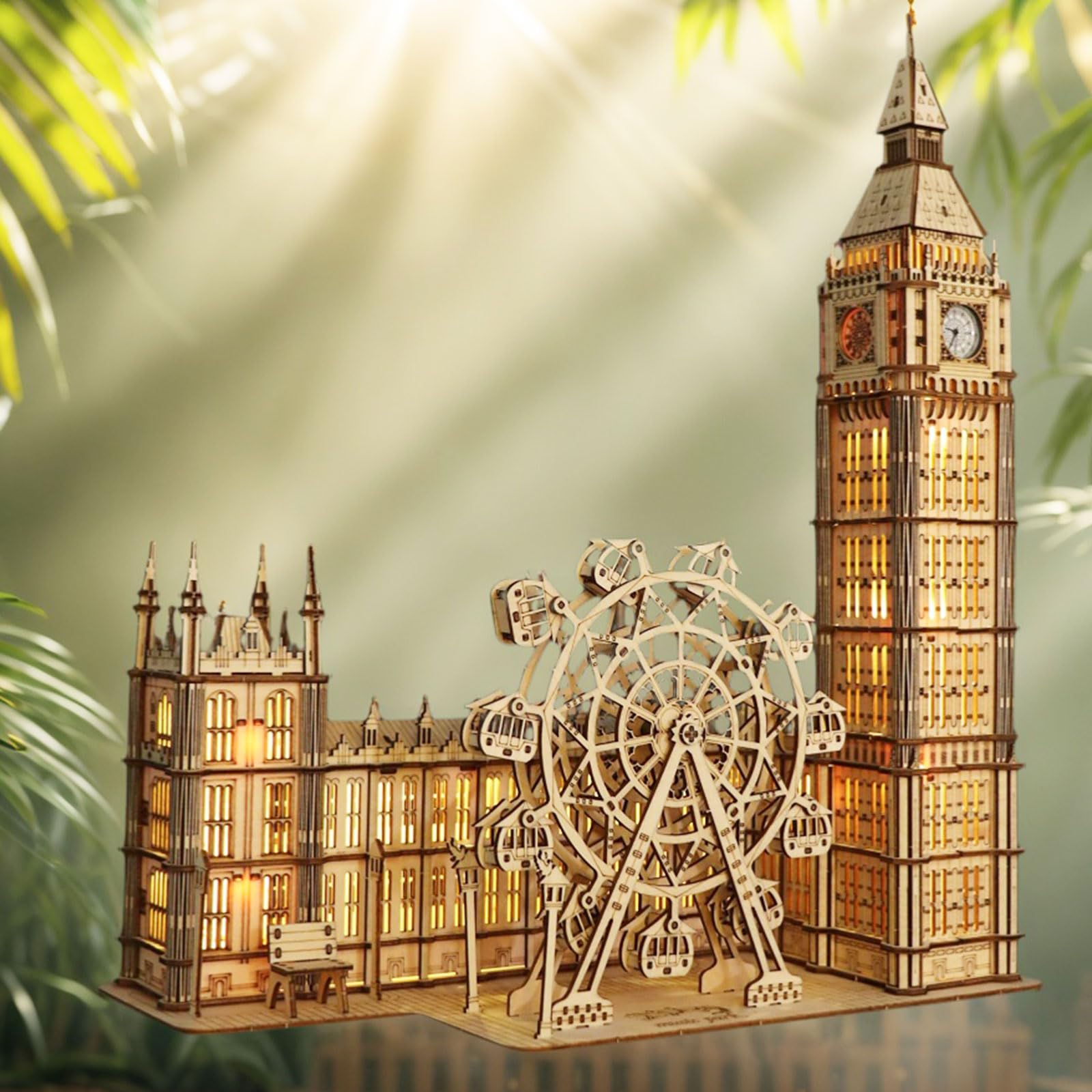 Puzzle 3D Big Ben Kit Modellismo - In Legno Con London Eye E 3 Modalità Di Luce, Passatempo Per Adulti, Bricolage Adulti, Puzzle in Legno Per Adulti, Regalo Speciale Per Compleanno