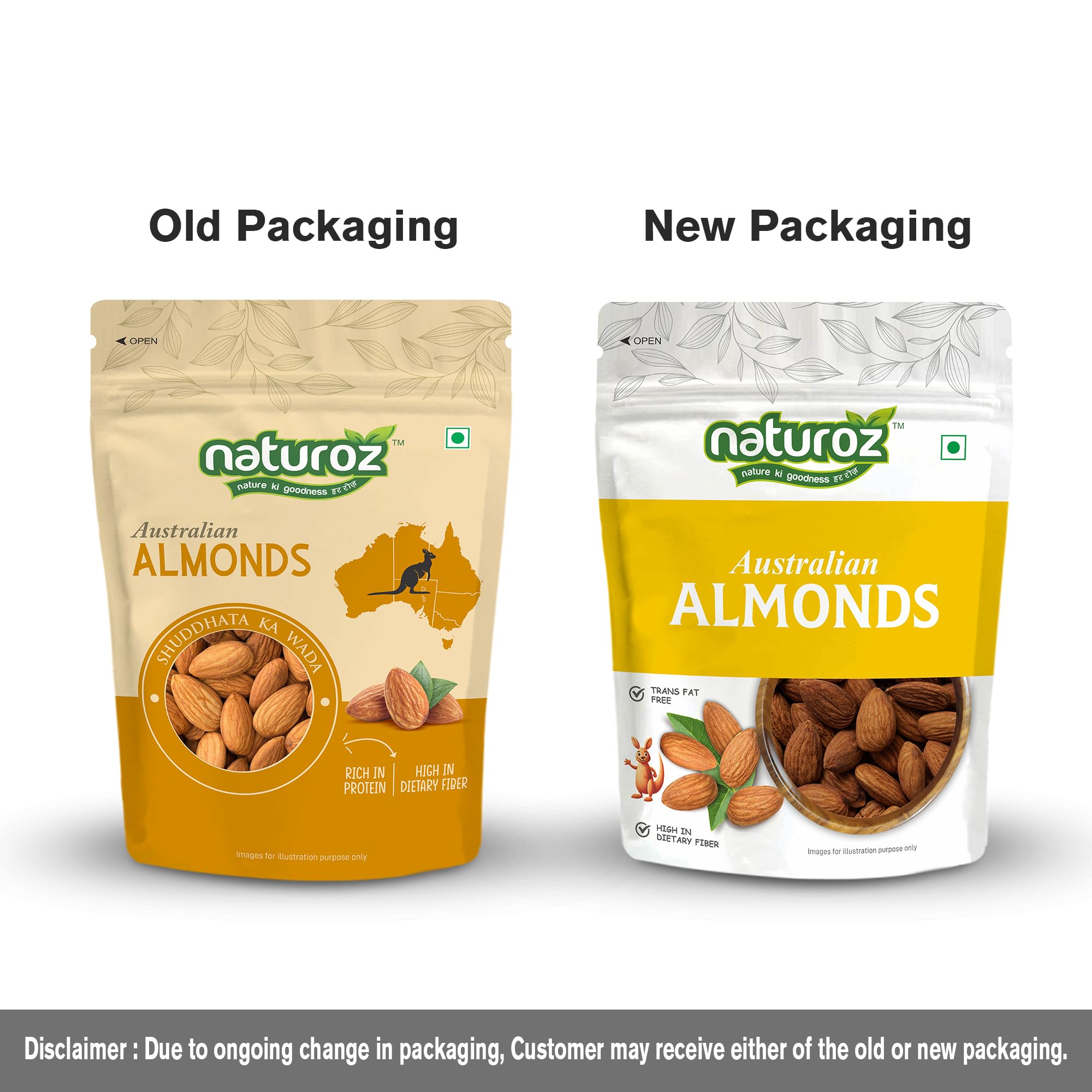 Naturoz Australian Almonds 1kg (500g x 2) | Rich in Protein | High