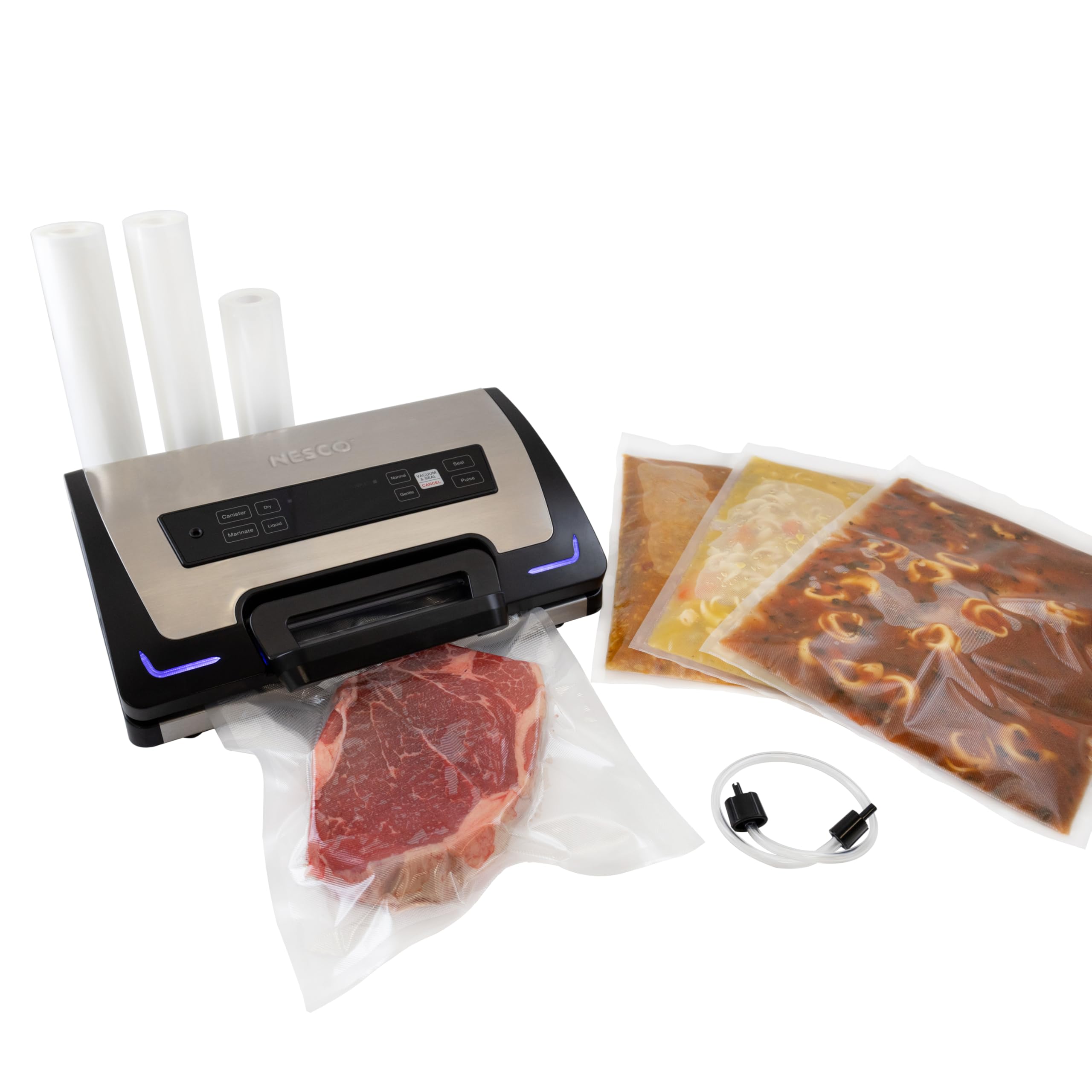 Premium Vacuum Sealer Kit featuring LiquidLock™, Includes large variety of Bags and Rolls VS-22LB, Built-in Canister Sealing Function