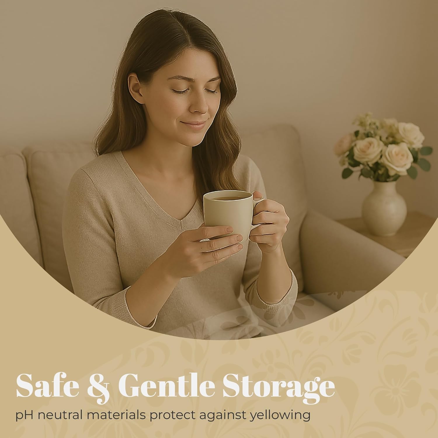 HANGERWORLD Wedding Dress Storage Box Bridal Gown Preservation Kit including 10 sheets of Archival Acid Free Tissue Paper (Medium, Ivory)