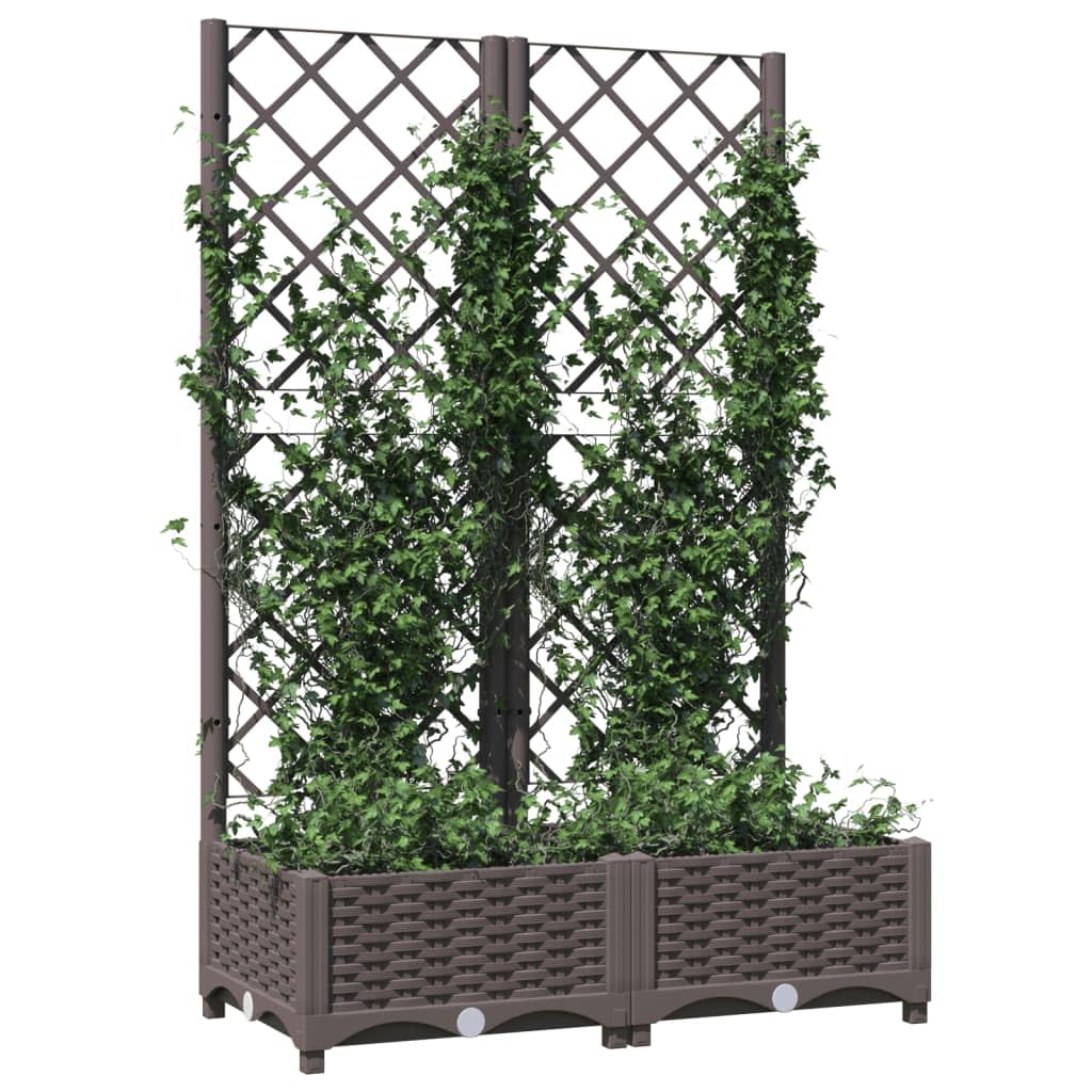 Brązowa doniczka na rośliny ze kratką 80 x 40 x 121,5 cm PP Garden Container for Flowers Herbs Sukulents Balcony Patio Yard Outdoor Use