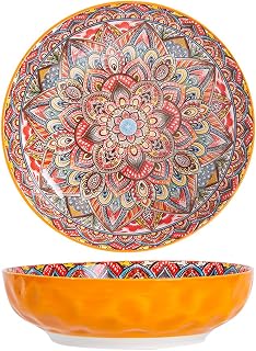 Large Serving Bowls, 10 inches Ceramic Bowls for Pasta Noodles Salad Soup, 1pcs (Orange)