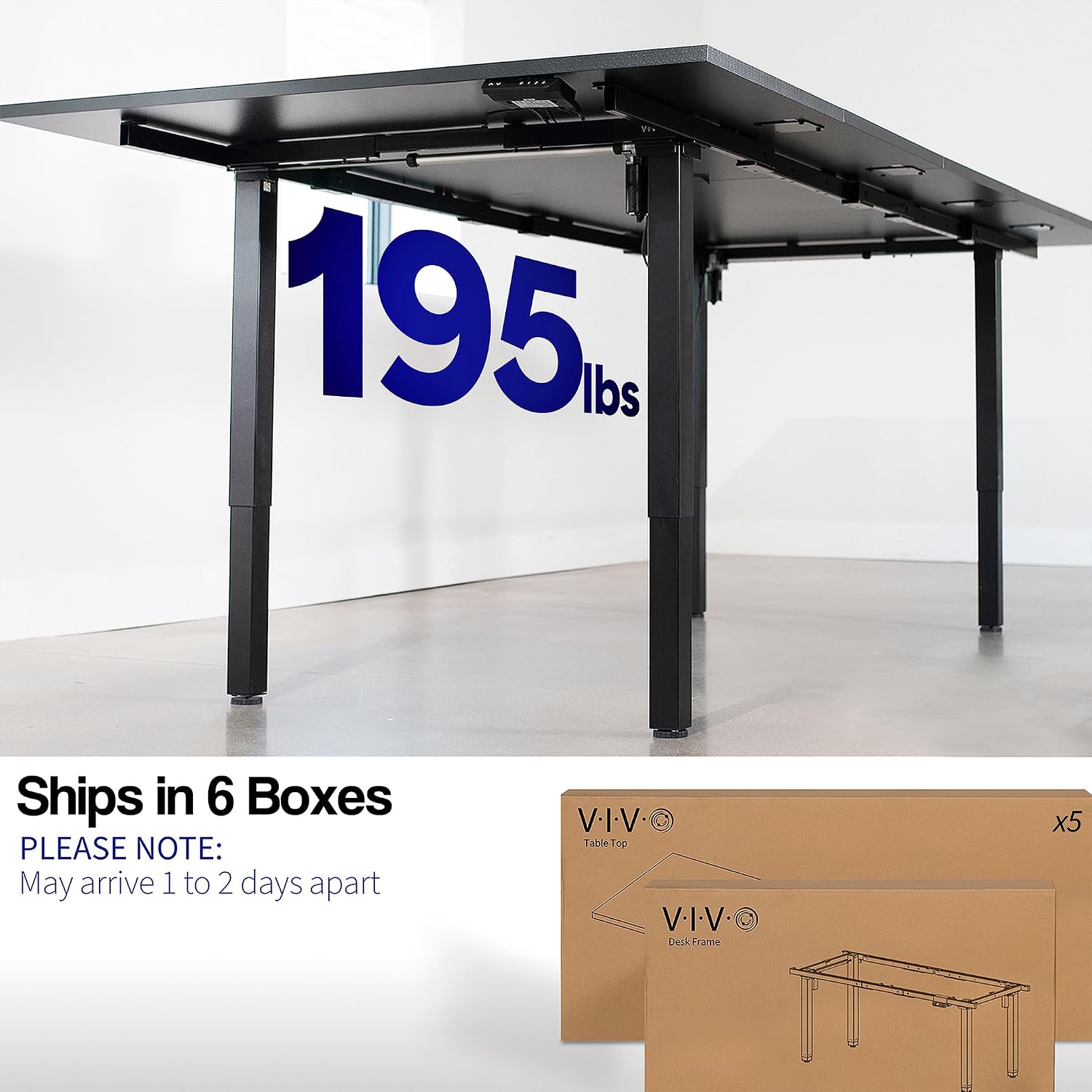 VIVO Electric Height Adjustable 118 x 55 inch Memory Stand Up Conference Table, 5 Black Square Corner Tops, Black 4-Leg Dual Motor Frame, Large Standing Desk, 40 Series, DESK-KIT-405B