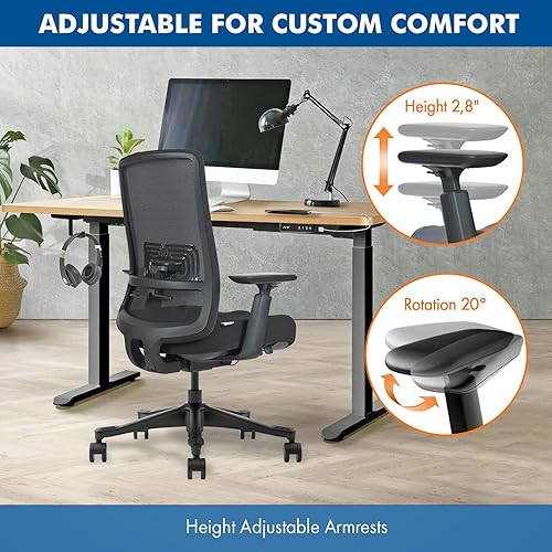 Miniatura 6 de Silla de oficina de malla, silla de oficina ergonómica con soporte lumbar, brazos 3D ajustables y asiento suave, soporta hasta 330 libras (negro)