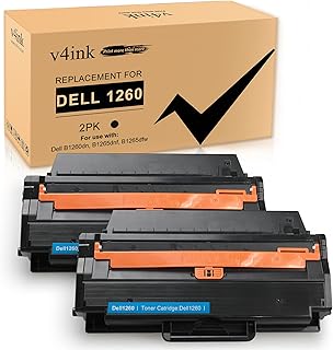 V4INK 2-Pack New Compatible Dell 1260 Toner Dell 331-7328 (RWXNT) Toner Cartridge for Dell B1260dn Dell B1260dnf Dell B1265dfw Dell B1265dnf Printer - Black - 2,500 Pages