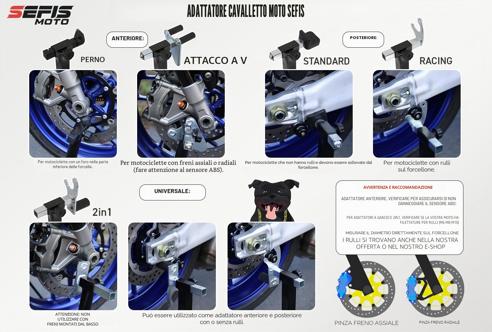 SEFIS D18 - Cavalletto posteriore per moto, 2 in 1 per Honda CMX 500/1100 Rebel)