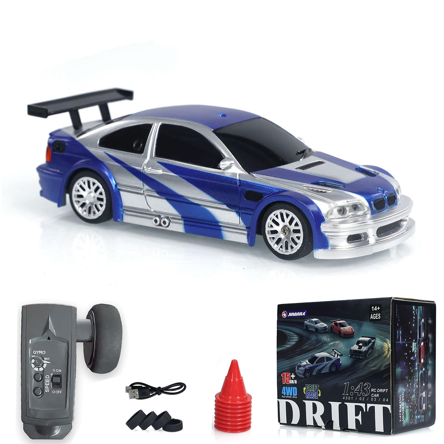 Coche de Carreras RC 1/43 RTR Gyro 4 x 4 - Control total proporcional Mini Versión con Giroscopio