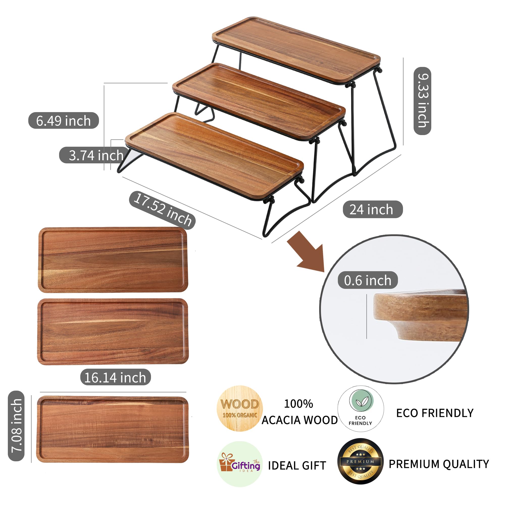 Bandeja para servir, madera, rectangular