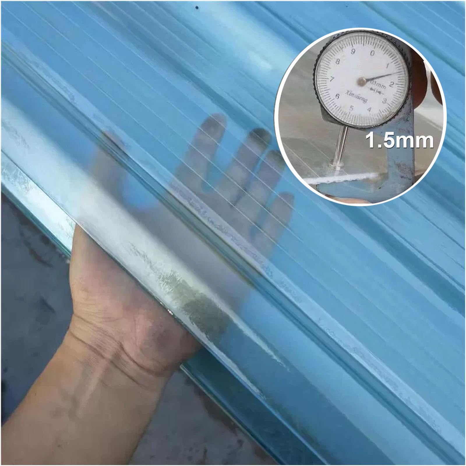 1.5mm Hojas De Techo Corrugado,2/4/6/8/10/12/15pcs Panel Para Tejado Transparente,Chapa Tejado A Prueba De Lluvia Anti-UV,Placa De Iluminación Natural De Fibra De Vidrio (0.9×1.7m,2pcs)