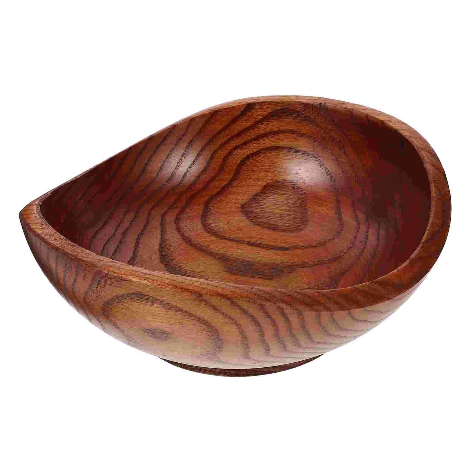 Cuenco de madera para servir frutas y ensaladas, decoración de cocina ecológica, cuenco grande de madera, cuenco de madera natural hecho a mano, vajilla sostenible