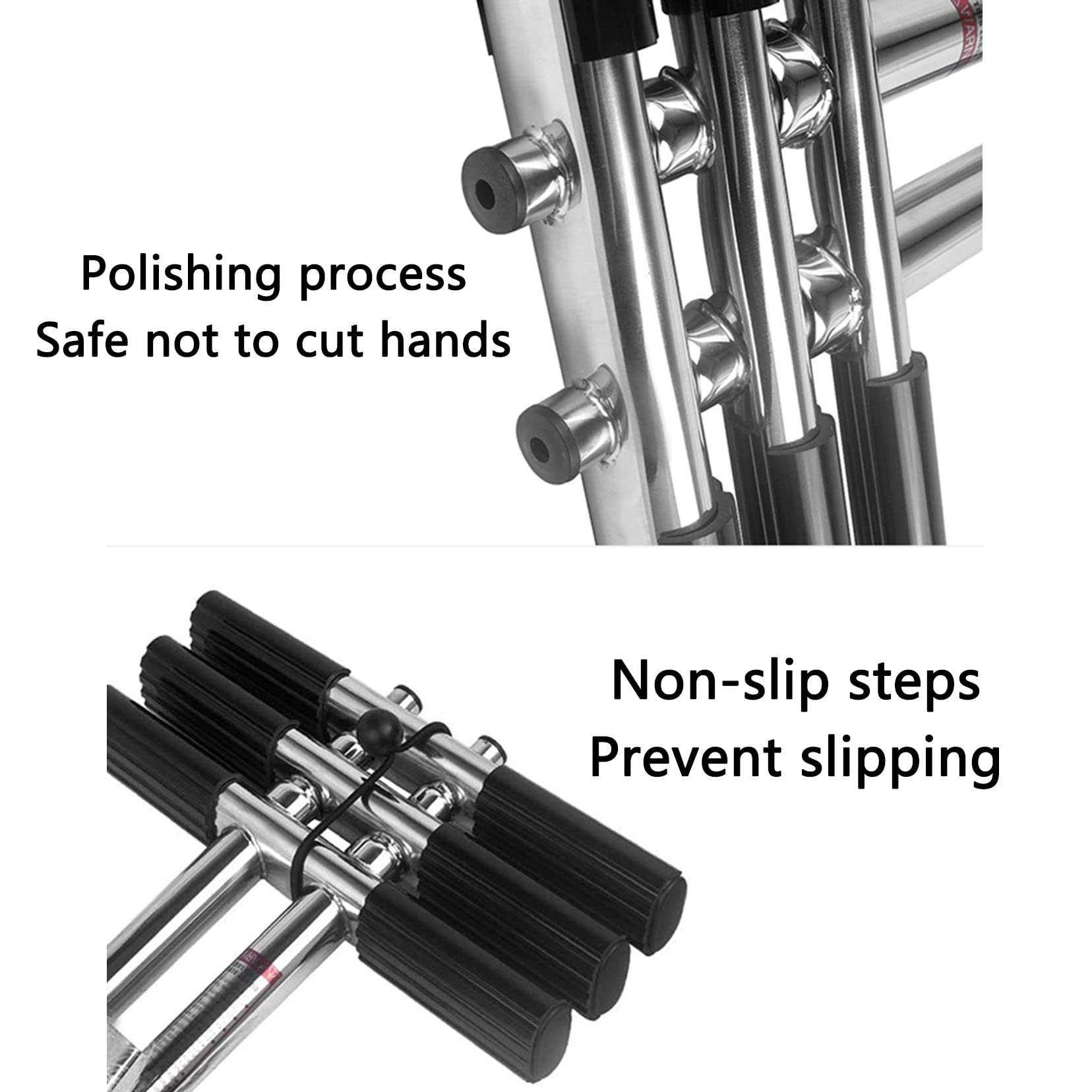 ZALTAS Heavy Duty 3 Steps Boat Marine Dual Vertical Telescoping Tube Tubo in Acciaio Inox Sport Subacqueo Scaletta con Montatura Scala Rimovibile per Barca Marina Yacht PIS 3 Step