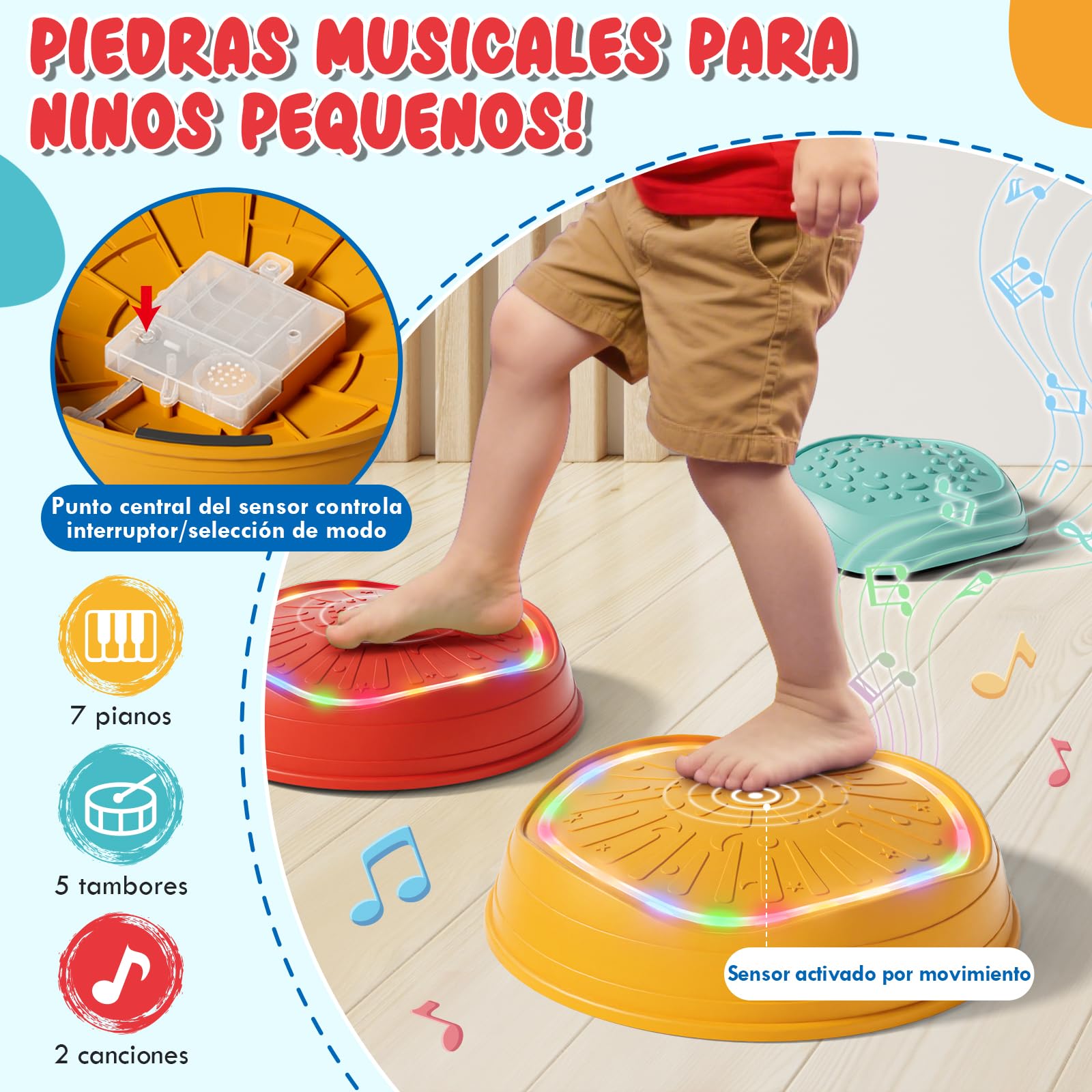 Lehoo Castle Piedras de Equilibrio para Niños, Antideslizante Piedras de Paso para Niños, Juego de Equilibrio Exterior, Desarrollo Sensorial y Coordinación, Curso de Obstáculos