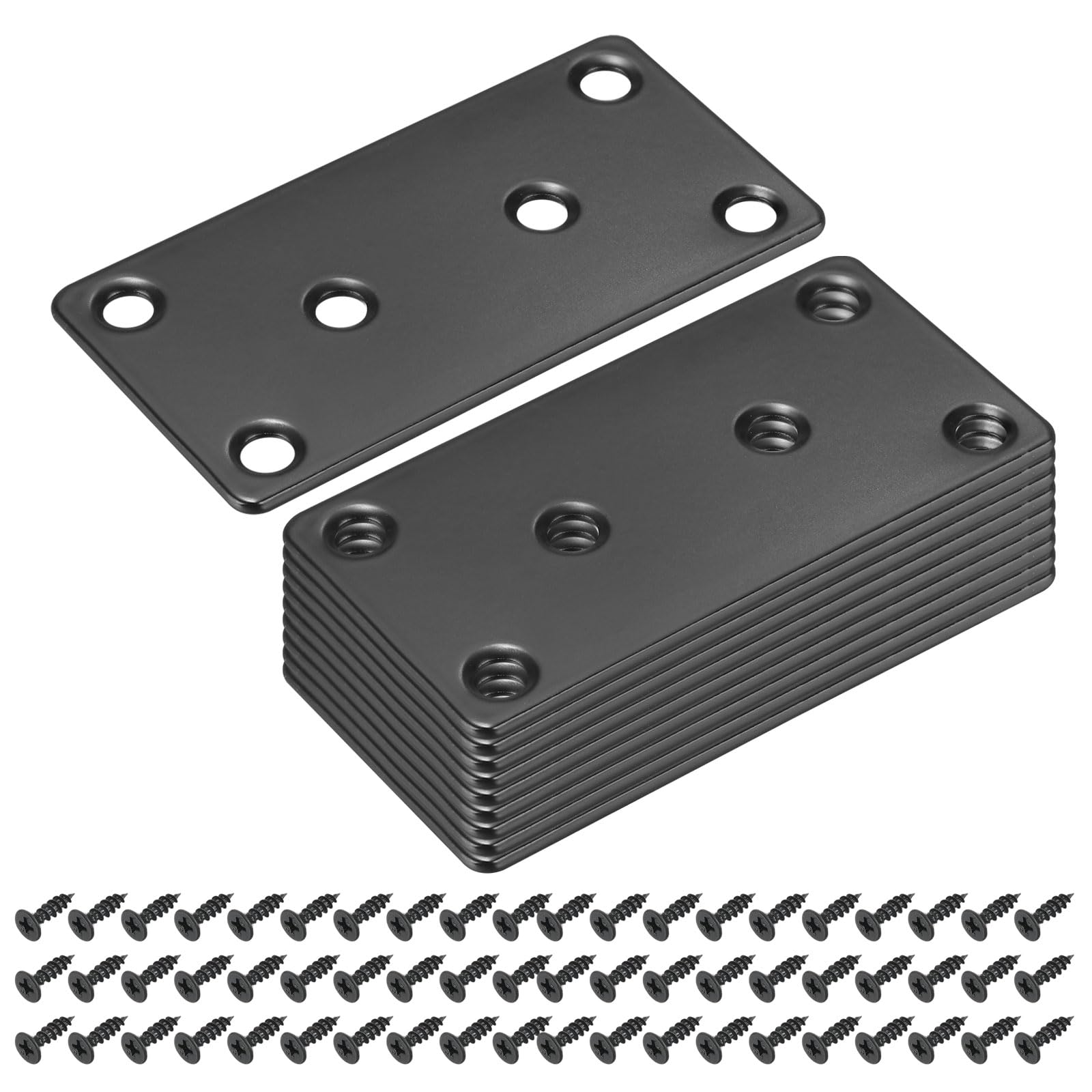 Plaque de réparation uxcell en métal noir mat 7,9 x 4 cm finition soignée avec vis