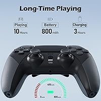 Vista 7 de CHEREEKI Controlador inalámbrico para PS4 con 2 botones macro, audio de 3.5mm y función Turbo, control de movimiento de 6 ejes, vibración dual