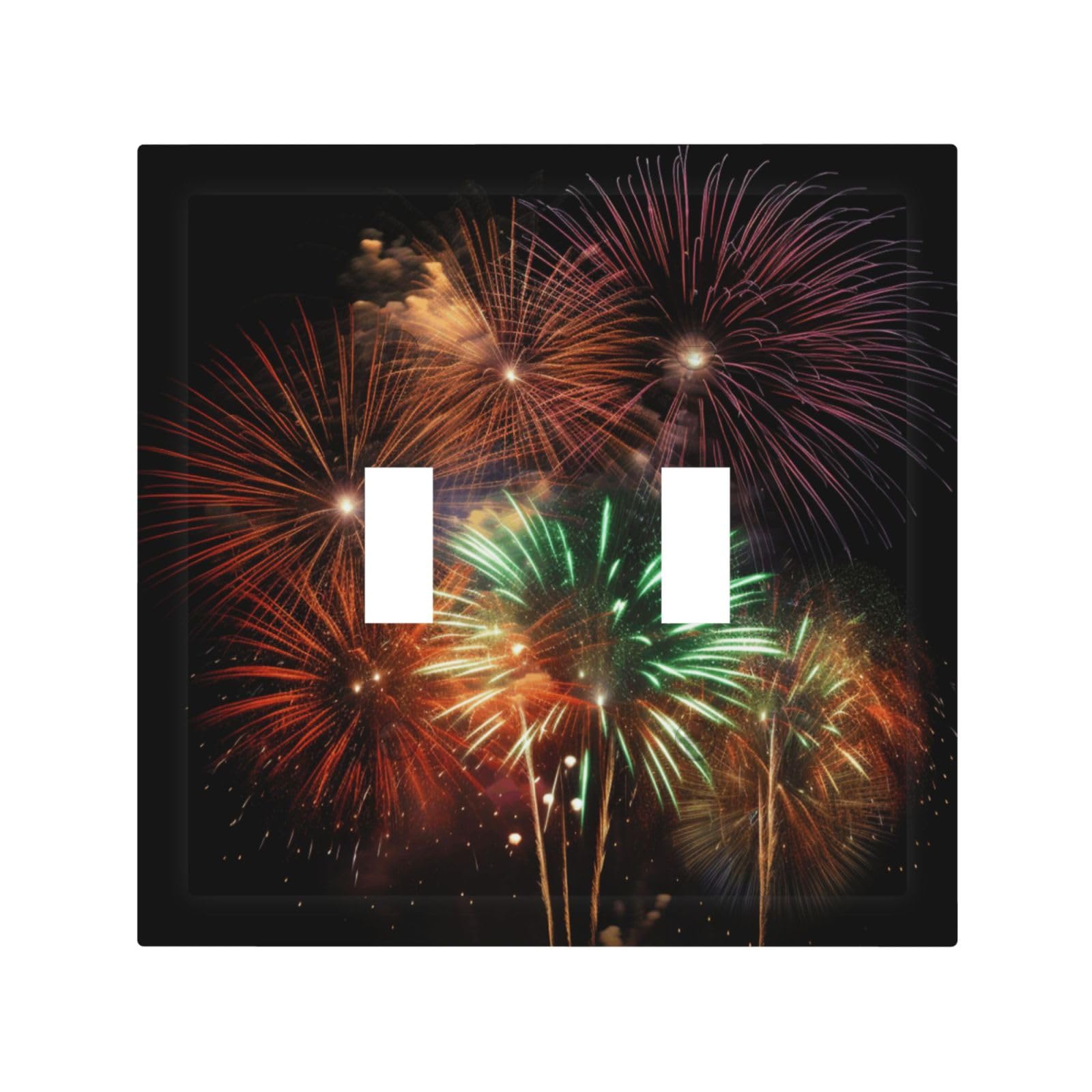 2-Gang Decorator Wall Plate Splendid fireworks Light Switch Cover Double Toggle Receptacle Wall Plate Mid Size 4.9" x 5" Wallplate Unbreakable Polycarbonate Outlet Faceplates Covers