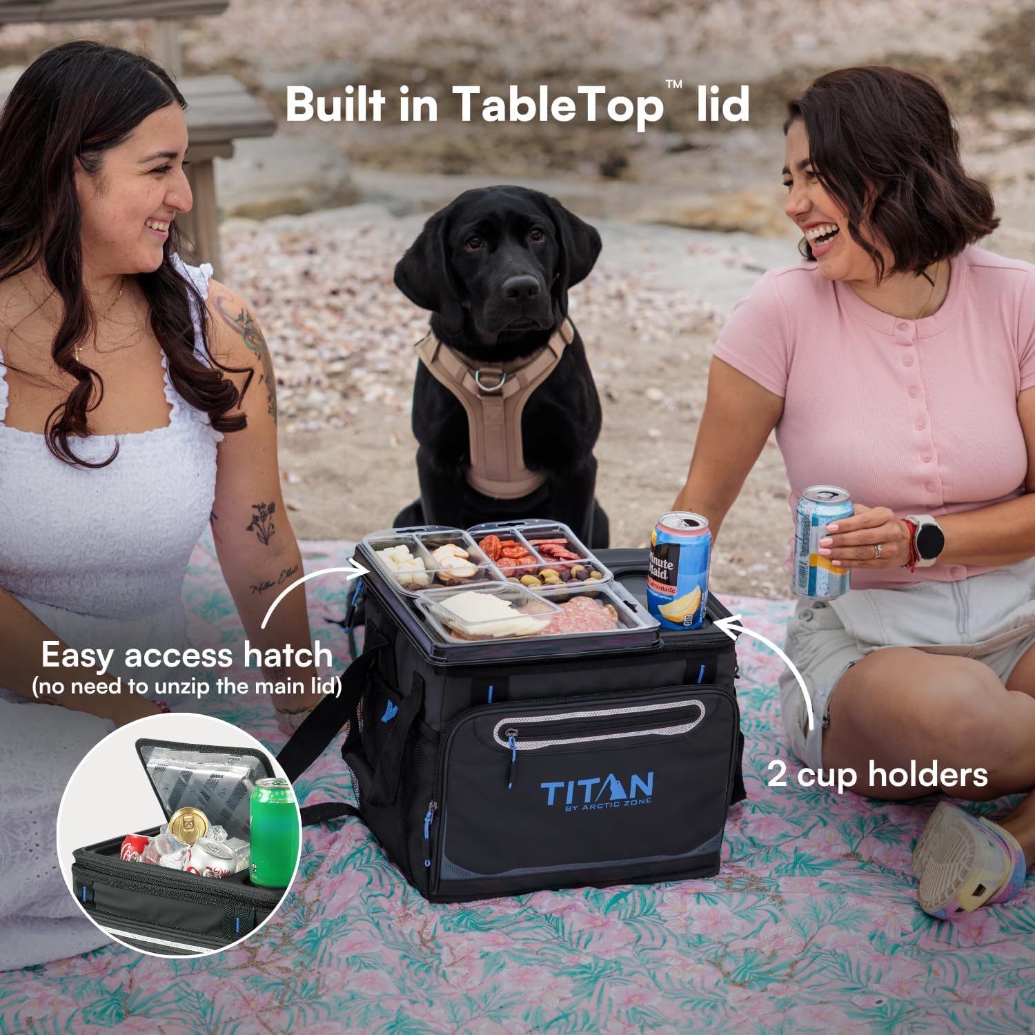 Titan by Arctic Zone Collapsible Cooler with Ice Pack & Bottle Opener, Insulated Bag with Shoulder Strap & Leak Proof Lining for Beach, Travel, & Camping