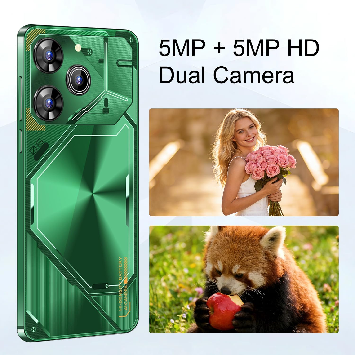 Pova6pro 5.0-Inch Cheap 4G Smartphone, 2GB+16GB Expandable to 128GB, Android 10.0, Dual SIM,Dual Cameras, 3000mAh Battery with Face Unlock/WiFi/GPS (Silver)