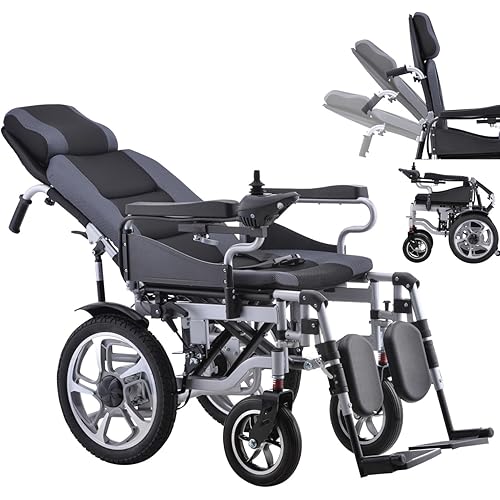 Reclining Electric Wheelchairs for Adults All Terrain Motorized Wheelchair for Adults Seniors with Headrest Powerful Dual Motor Motorized Power Wheelchairs 20AH/20Miles 2×350W