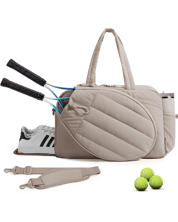 BAGSMART Tennis Gym Bag for Women, Tennis Backpack Holds 2 Rackets with Shoe Compartment, 15.6" Laptop Gym Backpacks for Court, Off-work, Everyday & Overnight Weekend, Tennis Gym Bag/Camel by BAGSMART - Used condition - US$24.65