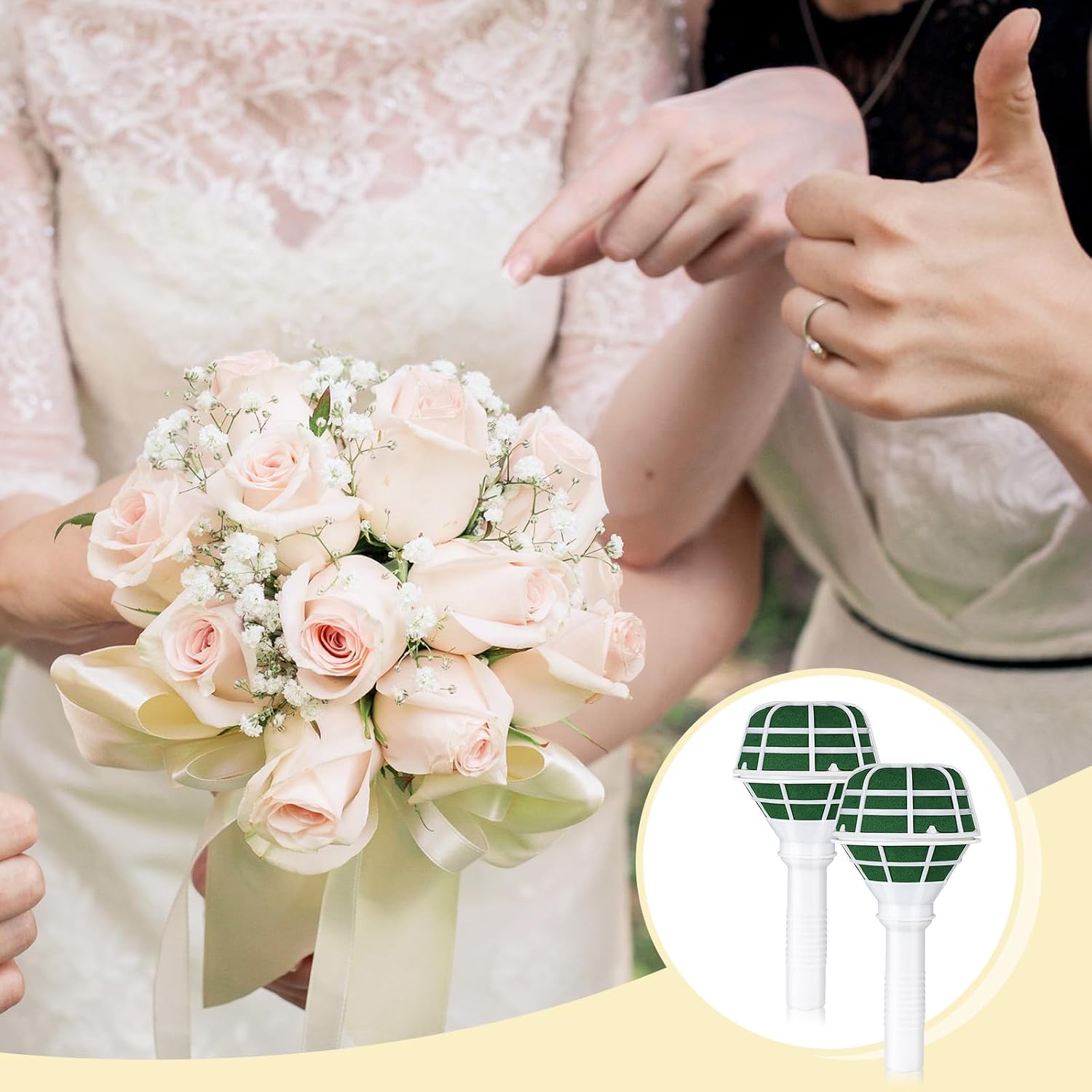 Boao 8 Pieces Floral Foam Cage Flower Holder Include Bridal Bouquet and Rectangle 2 Shapes, for Fresh Flower Arrangement and Wedding Supplies Floral Holiday Decorations