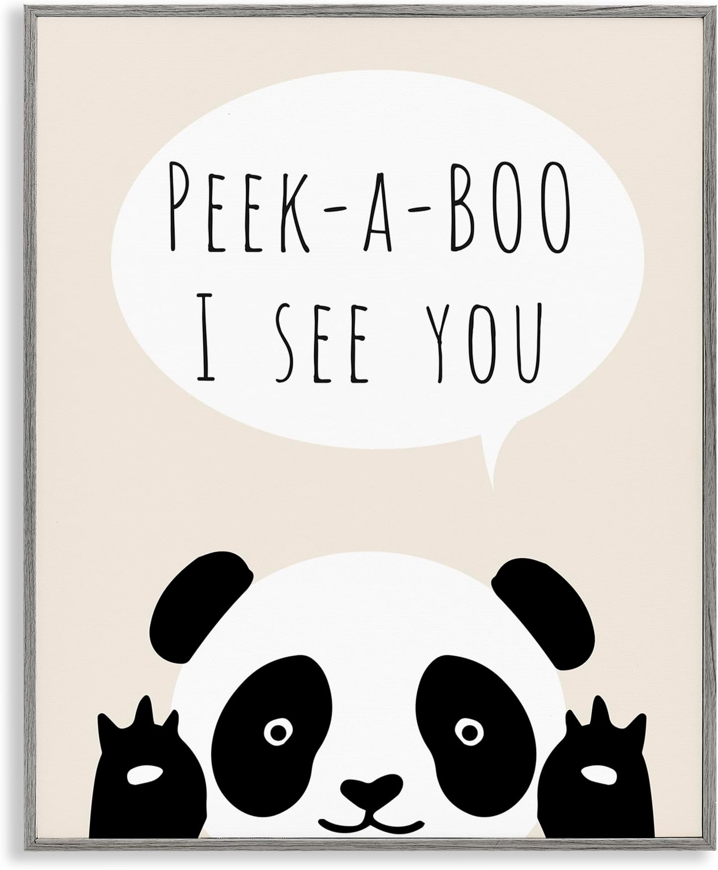 Stupell Industries Peek-a-Boo Panda Bear Gray Framed Giclee Art, design by Chen Alyesh, 11 x 14