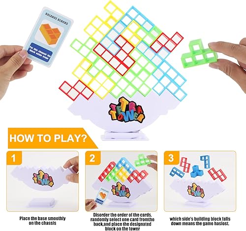 Miniatura 2 de TVMPKIX 48 Pcs Stack Attack Game, Tetra Tower Game, Team Tower Game for Kids & Adults, 2 Players Balance Stacking Toy, Stack Attack Board Games for