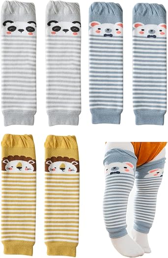 Suxgumoe 3 Pairs Baby Leg Warmers for Newborn, Crawling Knee Pads Socks for Infant Toddler Boy Girl