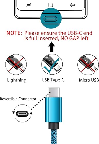 Vista 2 de Cable de carga tipo C, cables USB C, cable de carga rápida para teléfono de 6 pies, paquete de 2 para Samsung Galaxy S25 Edge S24 S23 Ultra S22 S21