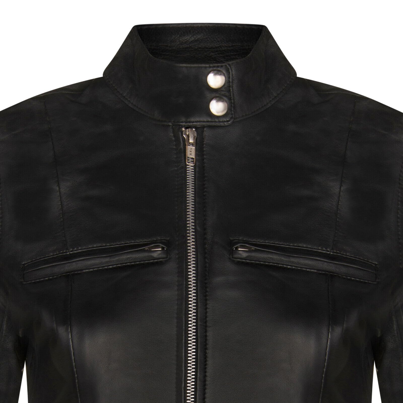 Infinity Leather Mujer lisa Cuero Motero Chaqueta de moto
