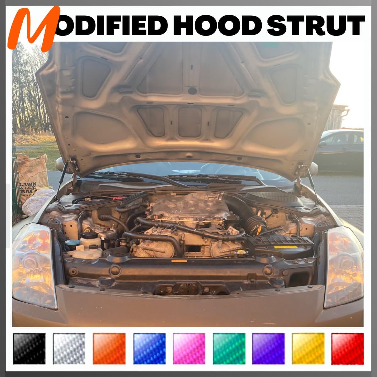 Front Hood Struts Compatible with Nissan 350Z Z33 2002-2009 Shock Lift Supports Bonnet Gas Dampers Springs Kit No-Drill Bolt-on