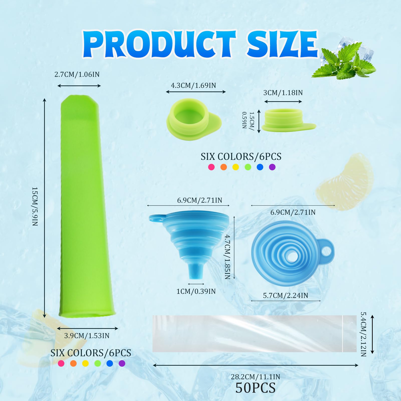 Moule à Glace Silicone 9 Cavités Réutilisable Bleu – Avec Brosse & Entonnoir Pliable, Glaces Maison Faciles