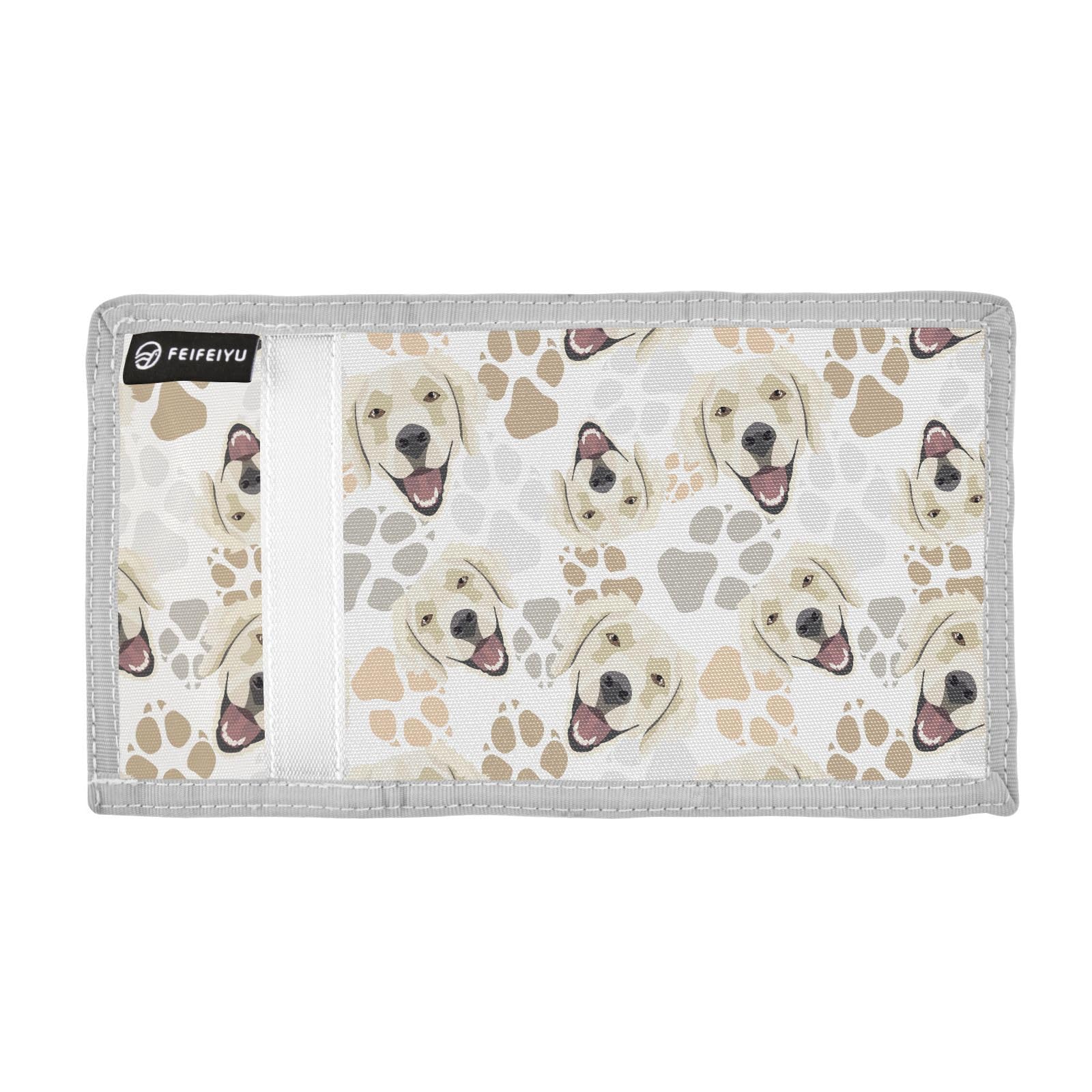 JHKKU Golden Retriever Kids Wallet for Boys Girls, Teen Canvas Trifold Purse with Zipper Coin Pocket