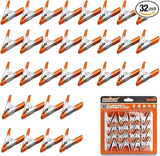 HORUSDY 32-Piece 2" inch Small Spring Clamp, Spring Metal Spring Clamps, 3/4"-inch Jaw opening